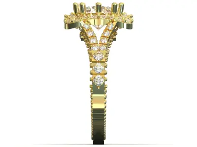 stl 3dm gold Ring Diamond Crown and Brilliant Halo jr00252 3D print model