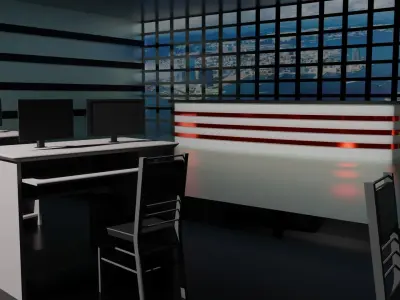 TV News Studio Low-poly 3D model