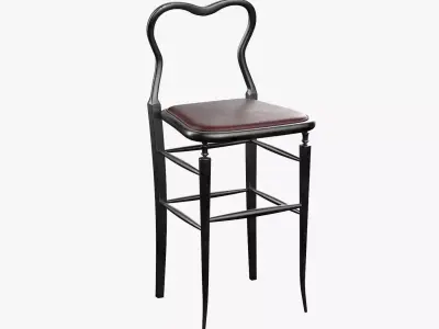 High Chair Clerks Chair No 9 Black Metal Version 3D model