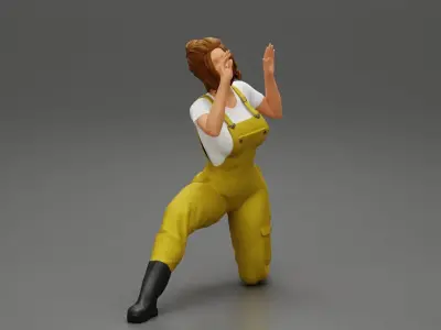 automotive mechanic girl with suit check the car 3D print model