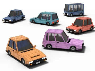 Cartoon cars pack 3D model