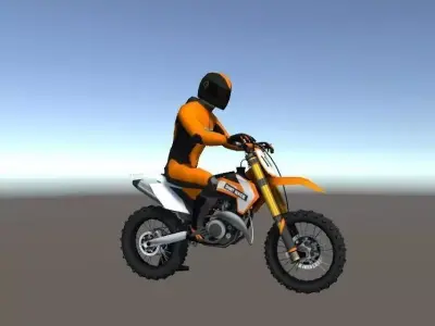 Low Poly Dirt Bike With Rider-1 Low-poly 3D model