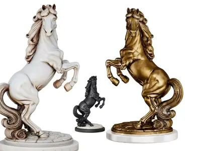 Classic Horse Sculpture Low-poly 3D model