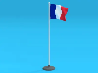 Low Poly Seamless Animated France Flag Low-poly 3D model