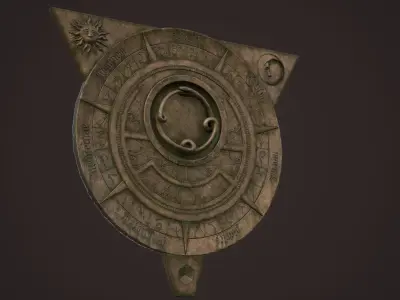 Fantasy occult astrolabe Low-poly 3D model