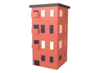 Low Poly Apartment v1 003 Low-poly 3D model