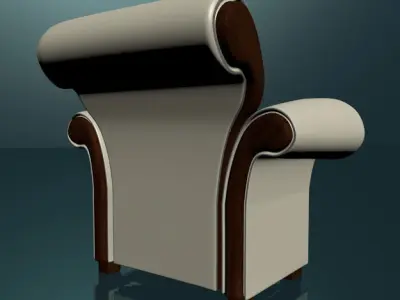 Leather set sofas low poly Low-poly 3D model