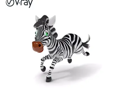 Cartoon Zebra Model Pack with Detailed Textures Low-poly 3D model