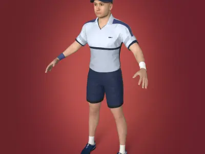 Tennis Player With IK and FK Rig Low-poly 3D model