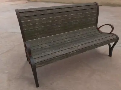 Classic Park Bench 02 -  Apocalyptic Low-poly 3D model