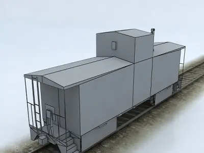 Union Pacific Caboose Low-poly 3D model