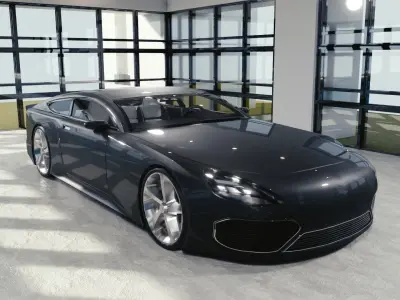 BLENDER EEVEE Brandless Sports GT coupe Low-poly 3D model