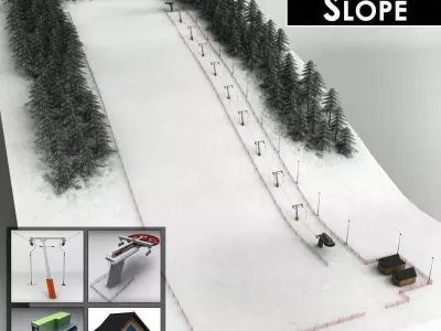 Ski slope lift mountain pack 3D model
