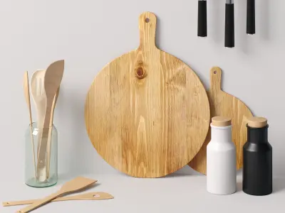 Decor kitchenware rockery shelves Set 91 3D model