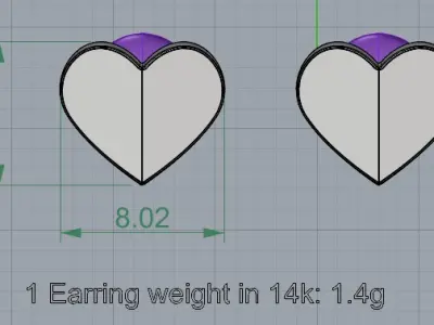 HEART Stud Earrings LOVE GIFT For Valentines Day 3D print model
