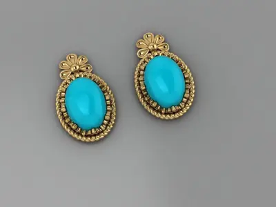 Turquoise earrings 3D print model