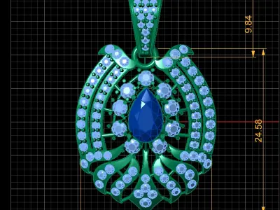 GLAMOROUS CRYSTAL PENDANT 3D PRINTABLE MODEL  3D print model