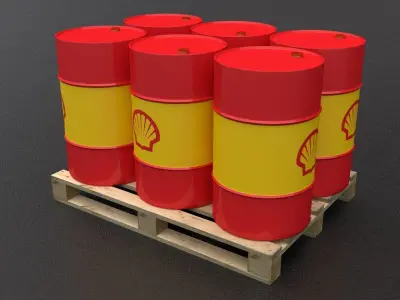 Shell Barrel With Pallet Low-poly 3D model
