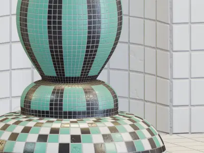 Octagonal mosaic fountain 3D model