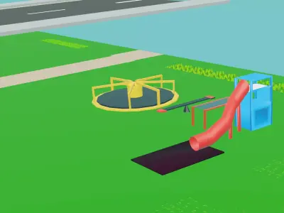 stylized low poly playground Free 3D model