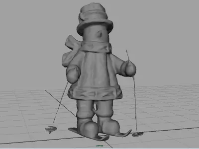 Snowman Skiing Low-poly 3D model