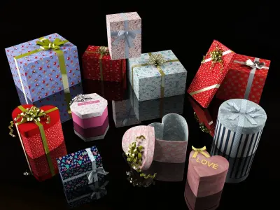  Set of 13 dizzy and deadpan collection gifts boxes 3D model