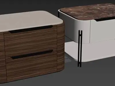 Bamboo Bedside Tables Low-poly 3D model