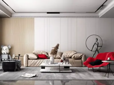 room Modern living style minimalist 3D model