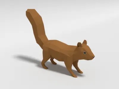 Low Poly Cartoon Squirrel Low-poly 3D model