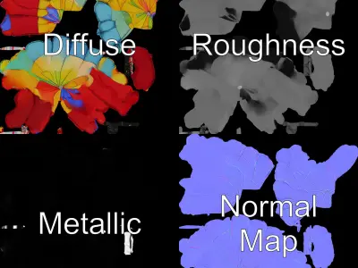 Vibrant Parachute Model Pack for Interactive Graphics Low-poly 3D model