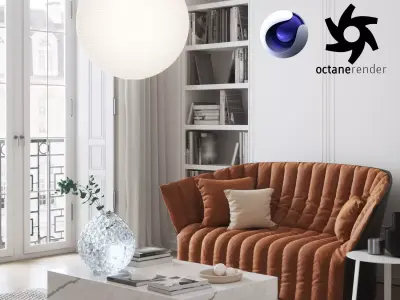 Eclectic Apartment Interior Scene for Cinema 4D and Octane 3D model