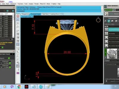 Men Oval Gemstone Ring with Side Stones 3D Model 395 3D print model