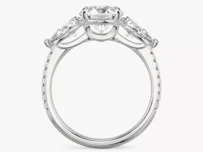  Three Stone Round  Engagement Ring 02 3D print model