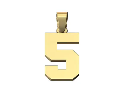NBA font number 5 pendant charm with bail 3D print model