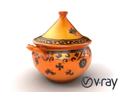 Rustic Stoneware Tajine Pot Model Pack Low-poly 3D model
