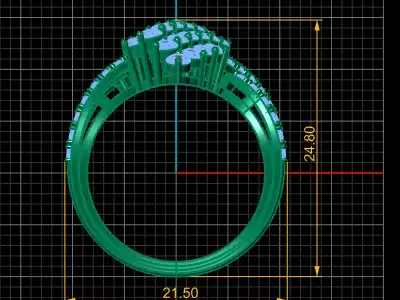 Royal Diamond Cluster Crown Ring 3D print model