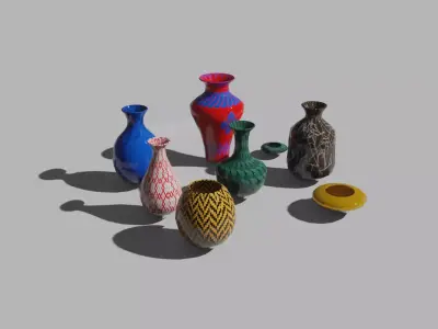 vases pack low poly Low-poly 3D model