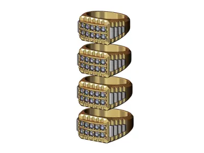 Double row diamond top watch link inserts ring US sizes 7to10 3D print model