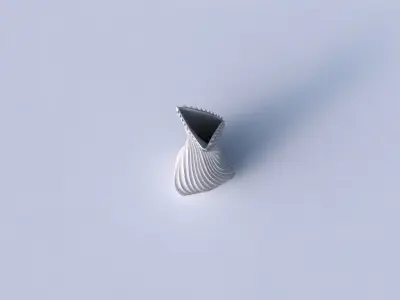 Vase twist puffy bent triangle with wavy extruded lines 3D print model