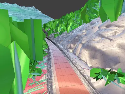 Scenic Winter Countryside Roads Low-poly 3D model