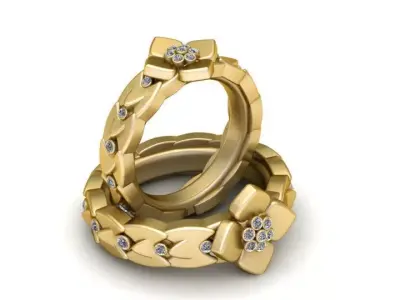 Gold Flower Ring 3D print model