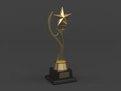 Gold Trophy Cups 3D model 22