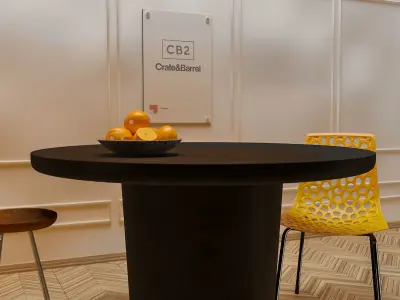 LOLA ROUND BLACK CONCRETE DINING TABLE CB2 3D model