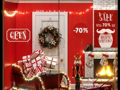 Christmas showcase of a decorative store 3D model