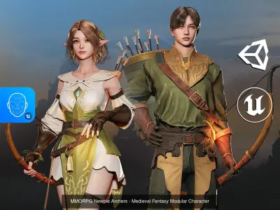 MMORPG Archers - Medieval Fantasy Modular Character Bundle 3D Model Collection