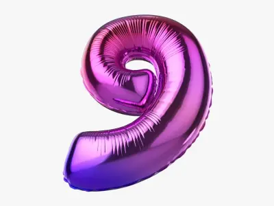 Foil balloon number nine 9 3D model