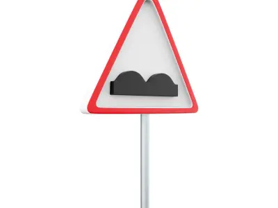 3d  Road sign Warning  Uneven road 3D model