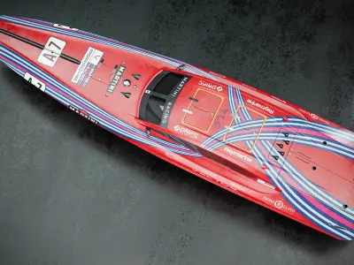High Quality Vector V40R Martini x Porsche offshore powerboat 3D model
