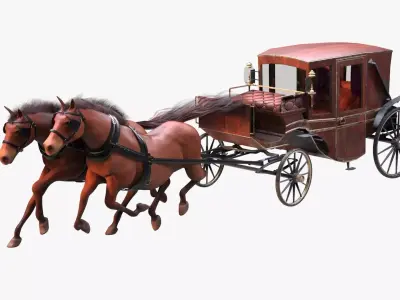 Carriage with Horses 3D model