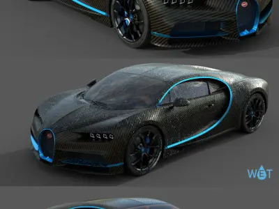Bugatti Chiron Carbon Fiber Low-poly 3D model